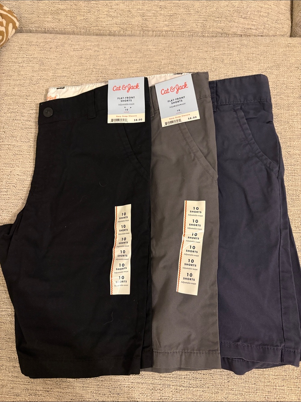Cat & Jack Boy’s Flat-Front Shorts - Black, Gray, Navy